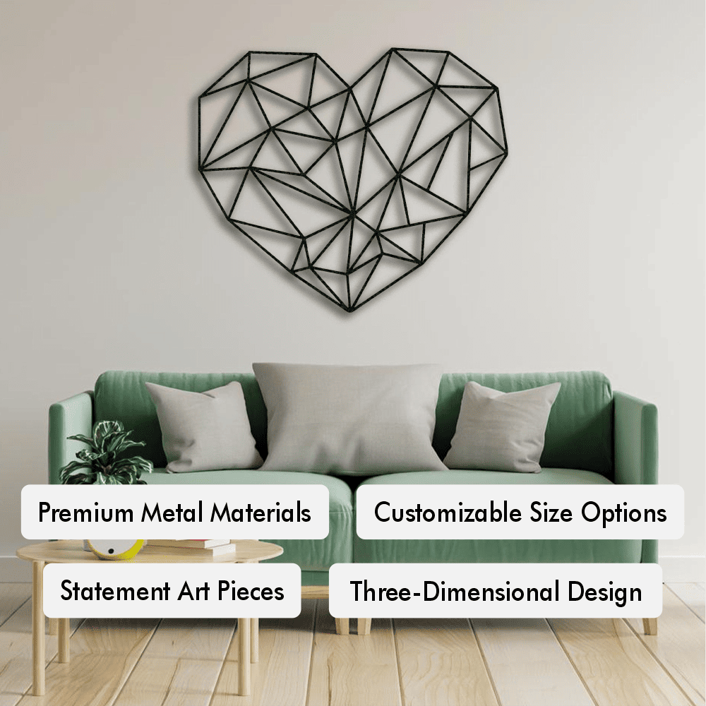 Metal Geometric Heart Wall Art