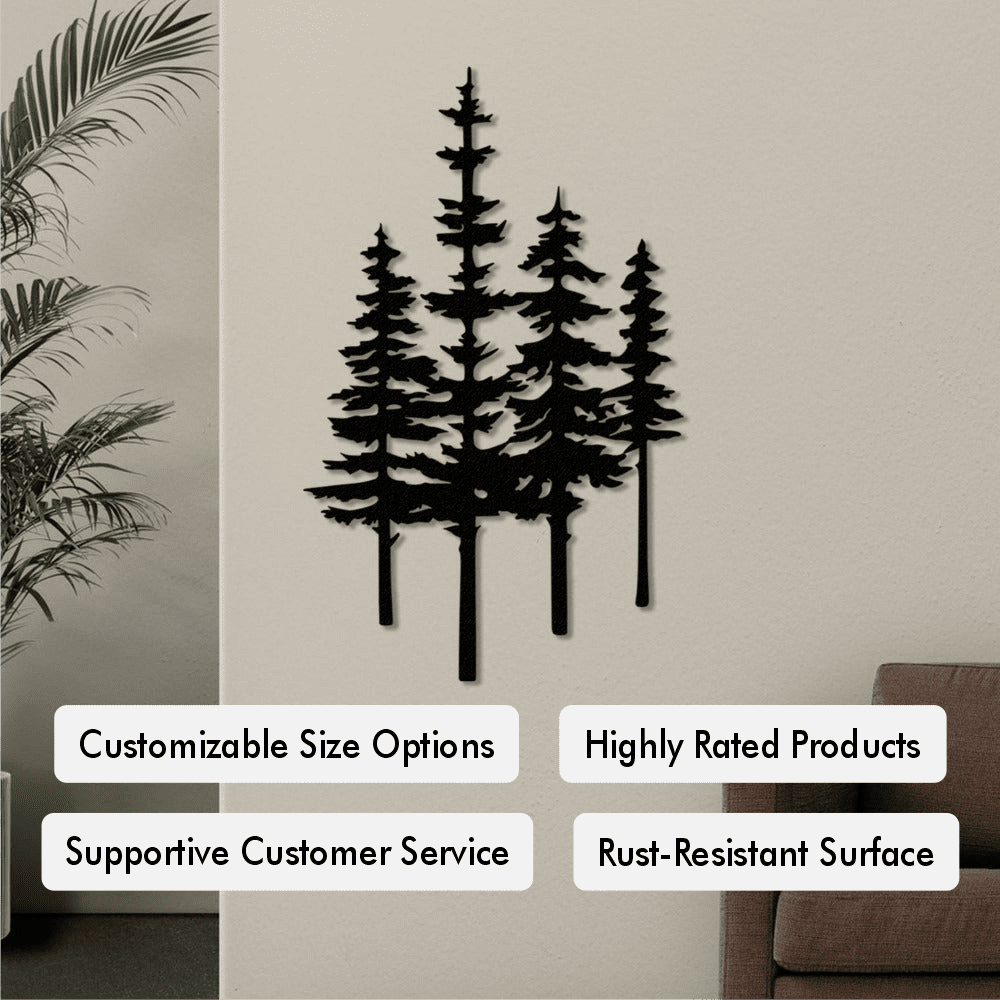 Pine Trees Metal Wall Art