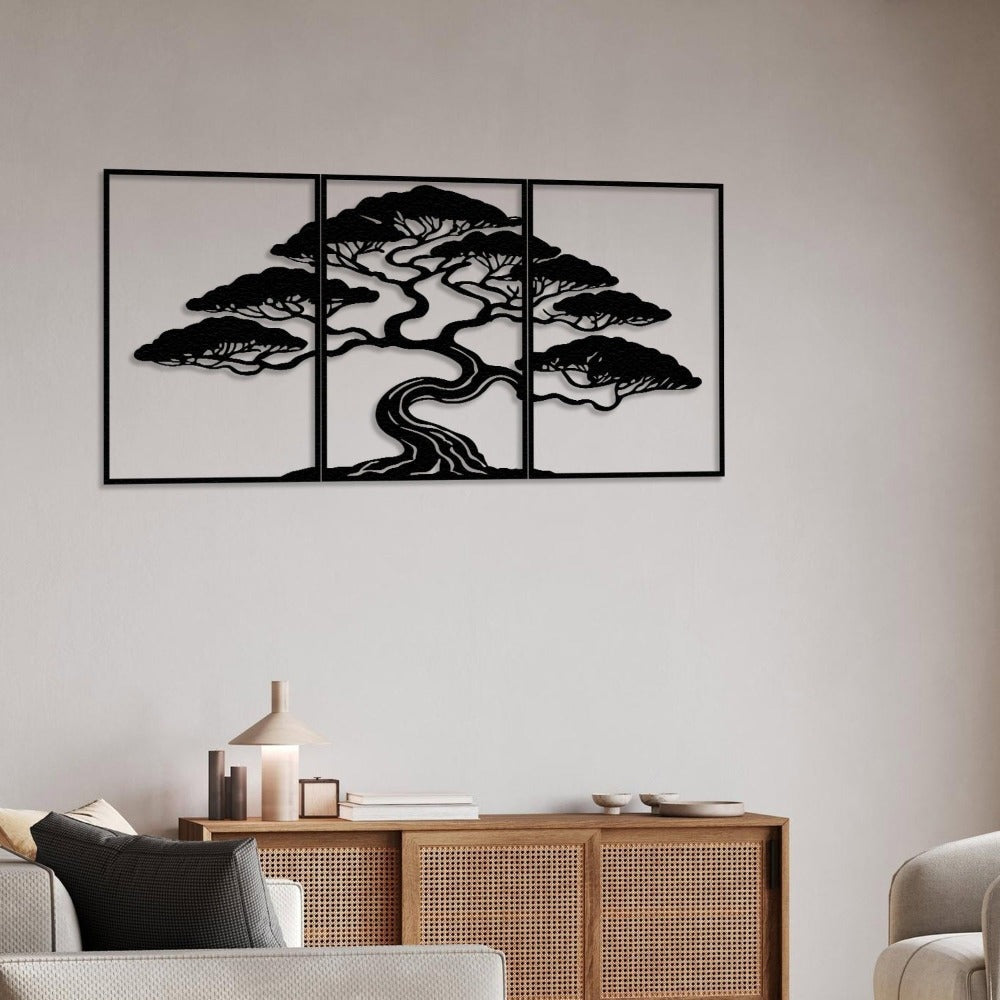 3 pieces bonsai tree wall art