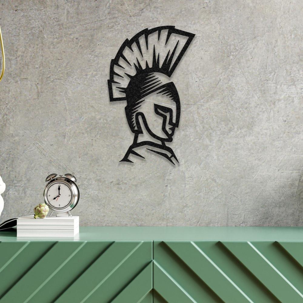 300 spartan metal wall art behind the clock