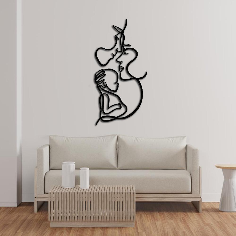 Metal Family With Baby Wall Art