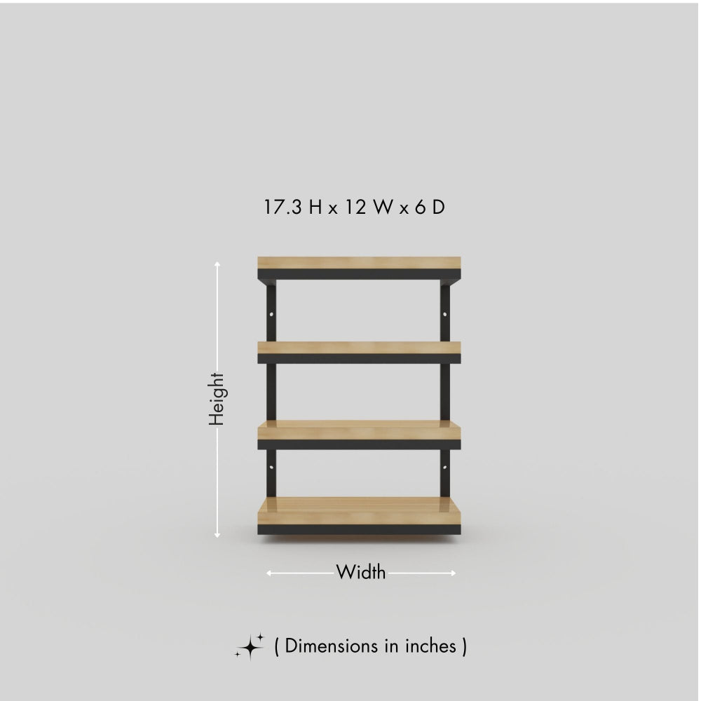 A diagram showing the dimensions of a 4-tier towel stacker, measuring 17.3 inches in height, 12 inches in width, and 6 inches in depth.