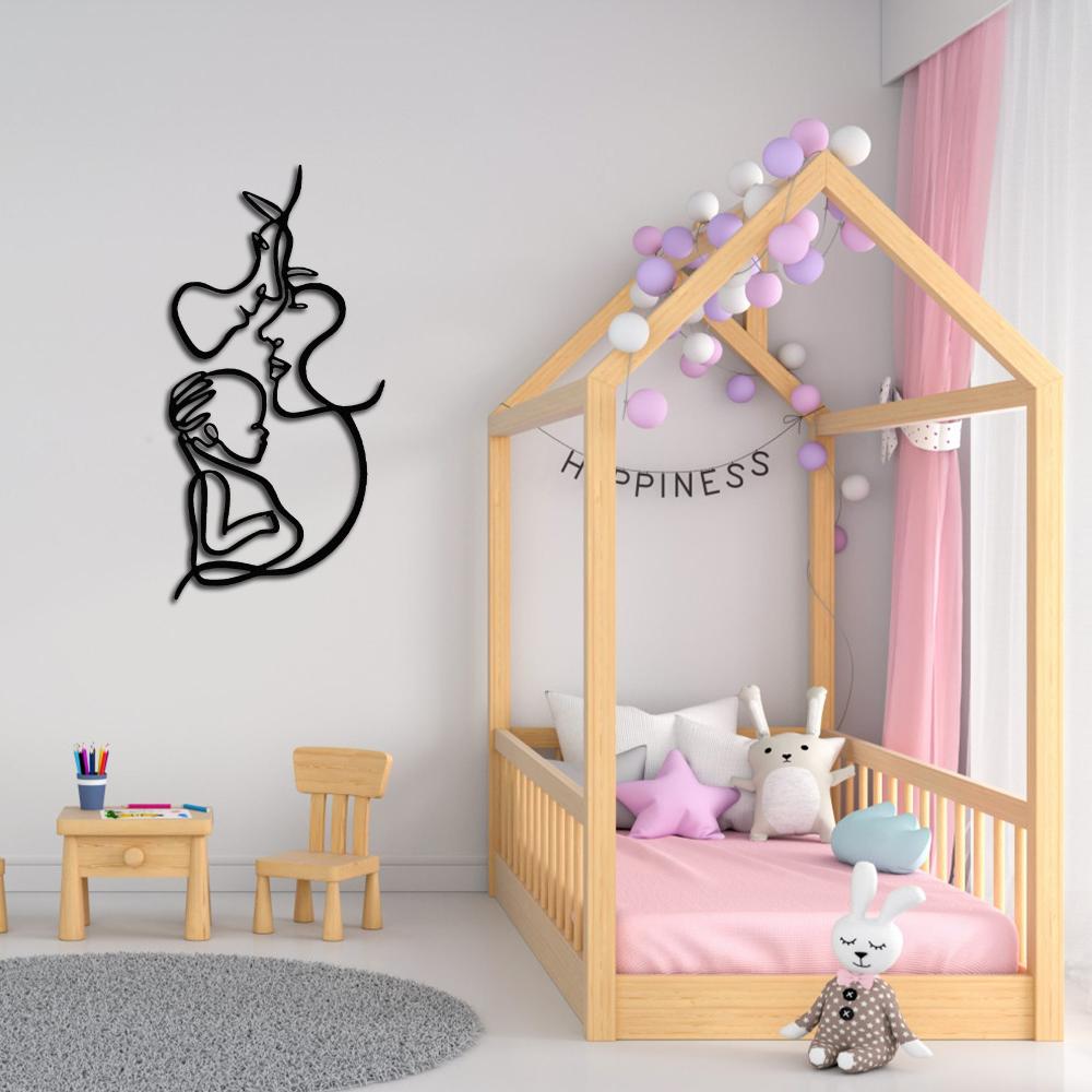 Metal Family With Baby Wall Art