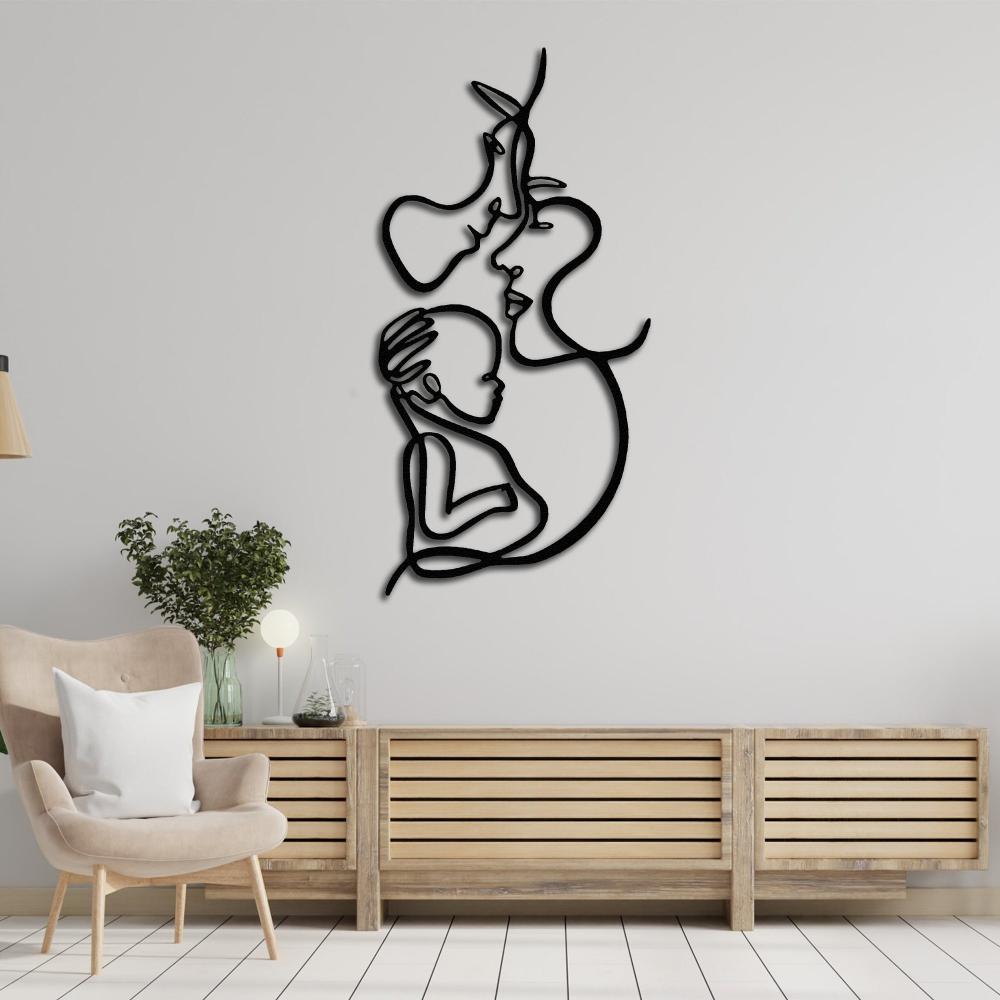 Metal Family With Baby Wall Art