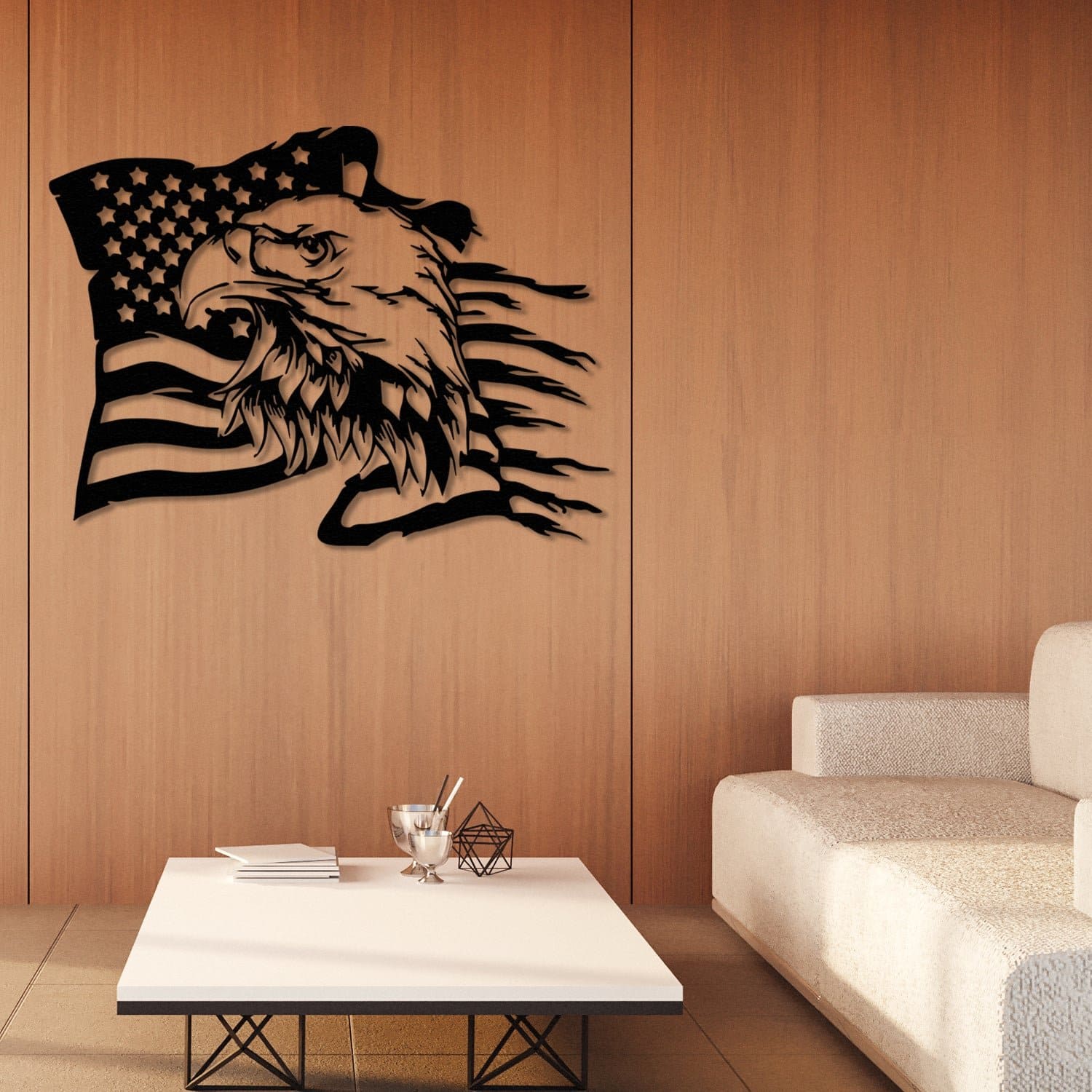 Bald Eagle Holding American Flag Wall Art