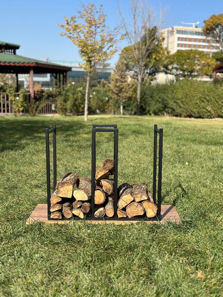 Minimalist-Metal-Log-With-Kindling-Holder Firewood Storage