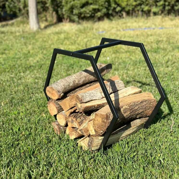 Portable Hexagonal Shaped Firewood Rack, Log Holder