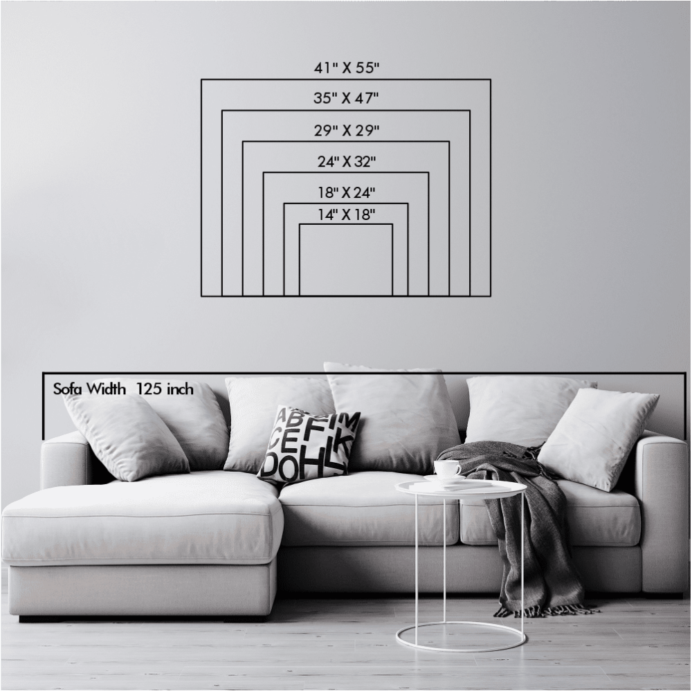 Landscape size chart showing product dimensions: 24 inches wide by 18 tall