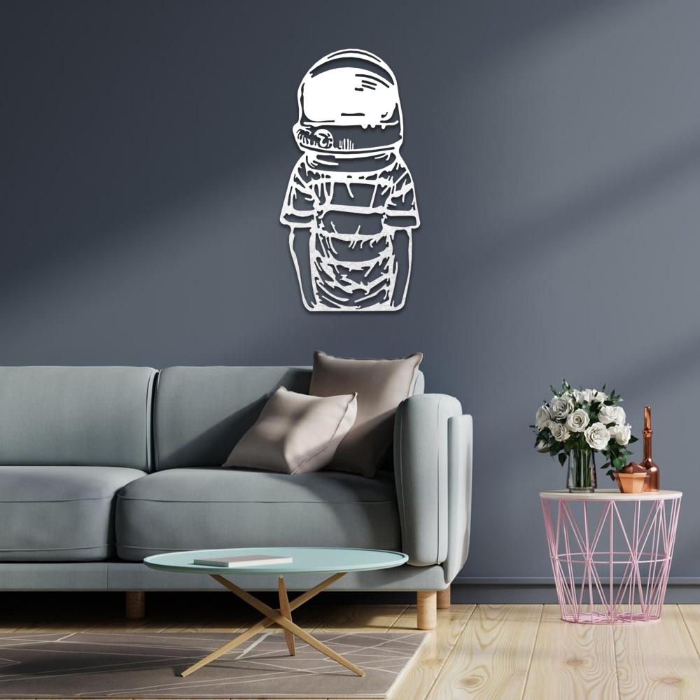 astronaut metal decor for wall art White