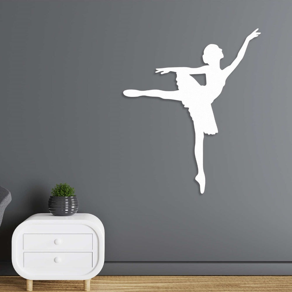 ballerina metal wall art white