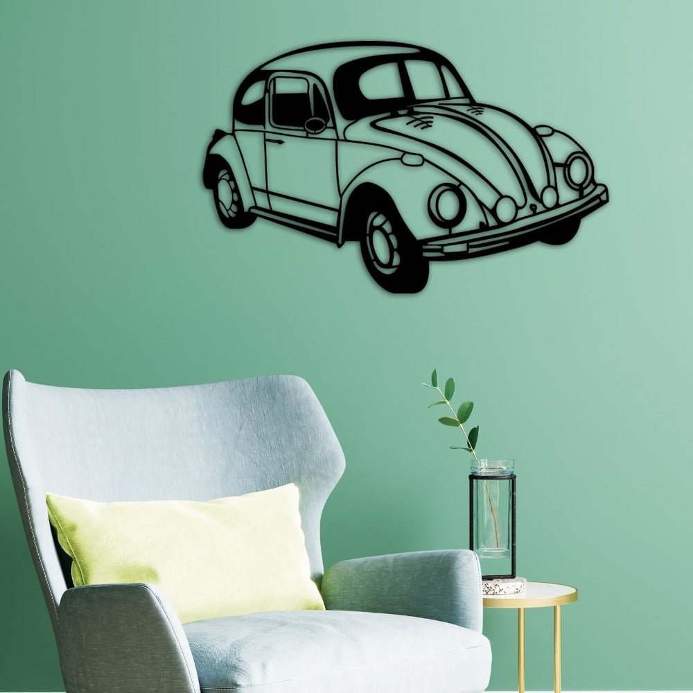 beetle car silhouette white sofa