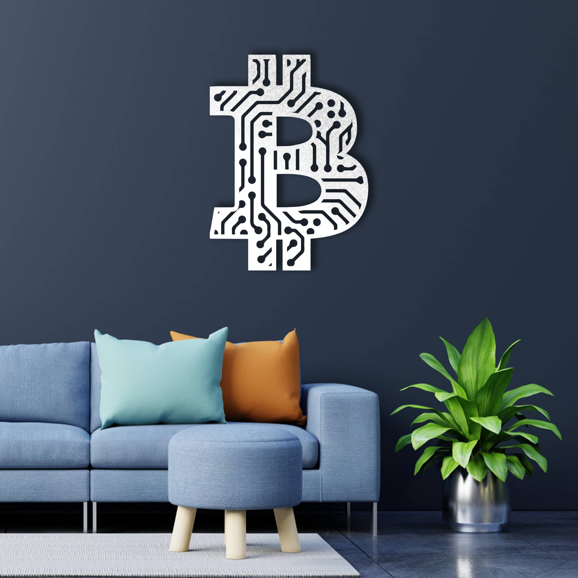 bitcoin crypto coin wall art white