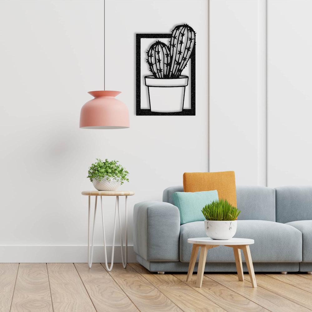 cactus with vase metal wall art 2