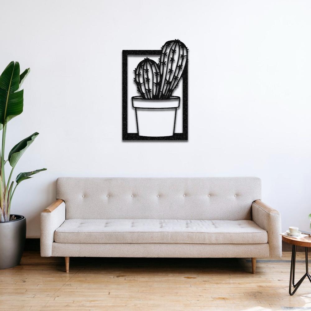 cactus with vase metal wall art 3