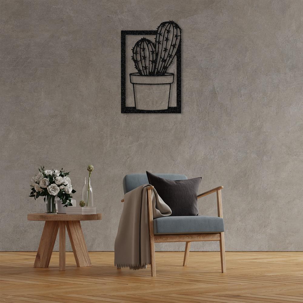 cactus with vase metal wall art flower