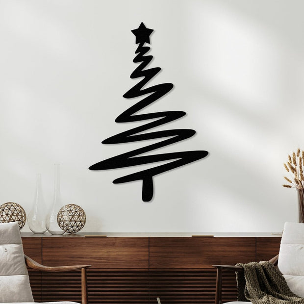 christmas tree with star wall art living room