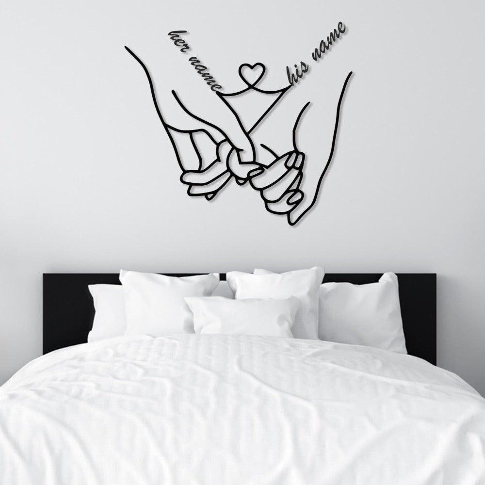 couple love hands metal wall decor above bed decor