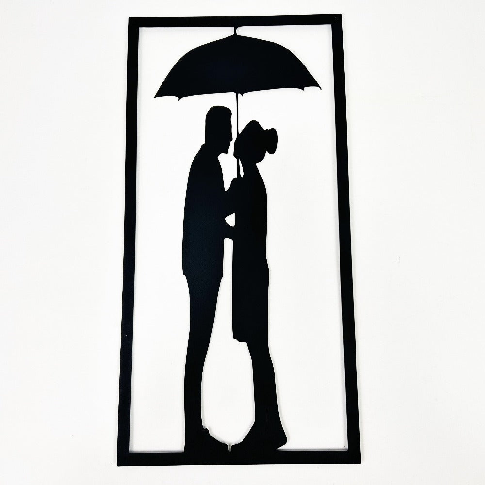 couple under the umbrella metal wall art 3