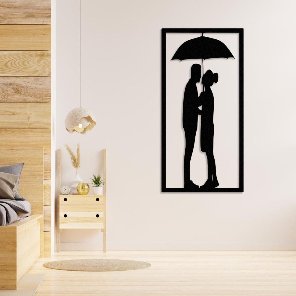 couple under the umbrella metal wall art bedroom