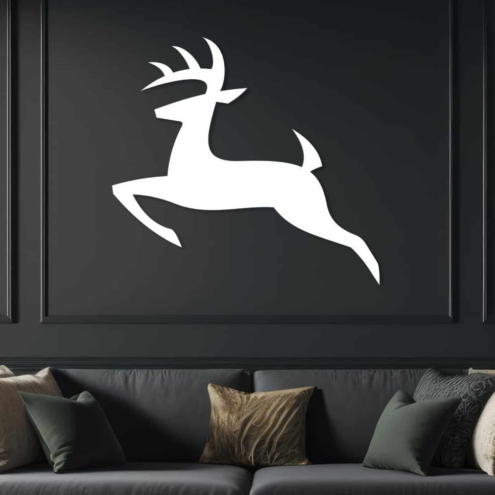 deer siliuet metal wall decor white