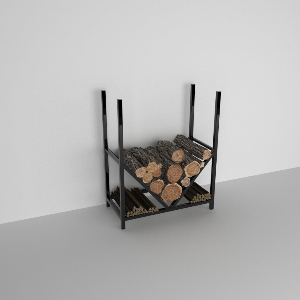 elegant metal firewood rack black