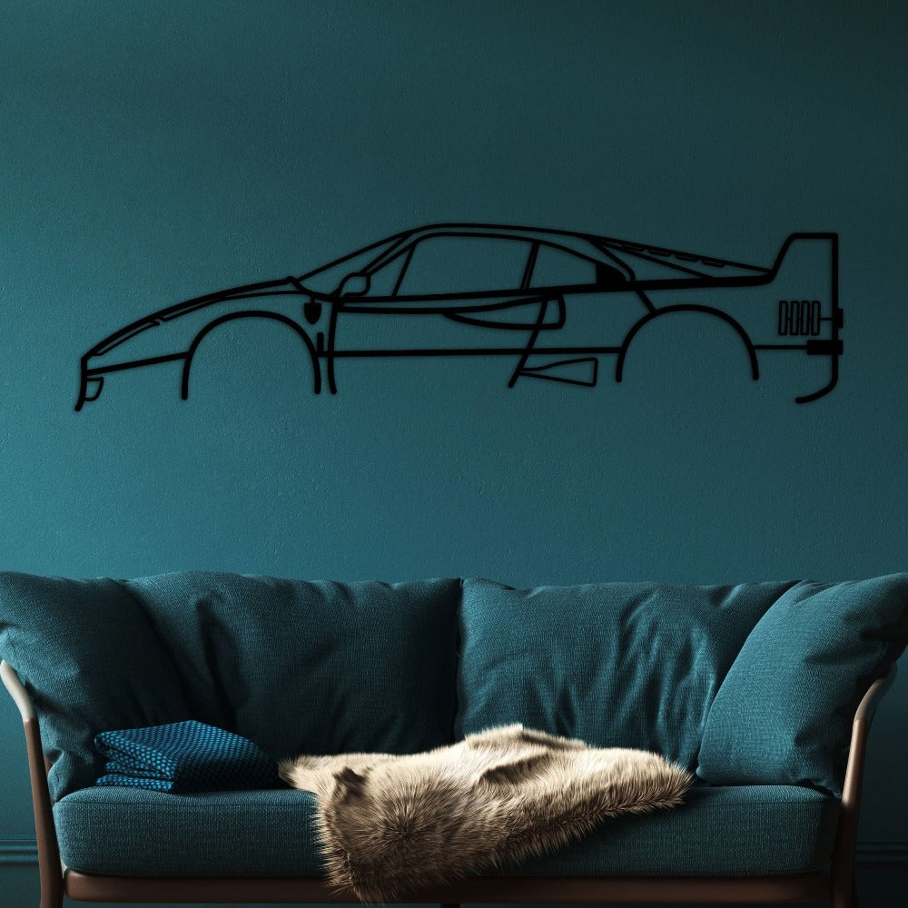 ferrari f40 car silhouette blue wall