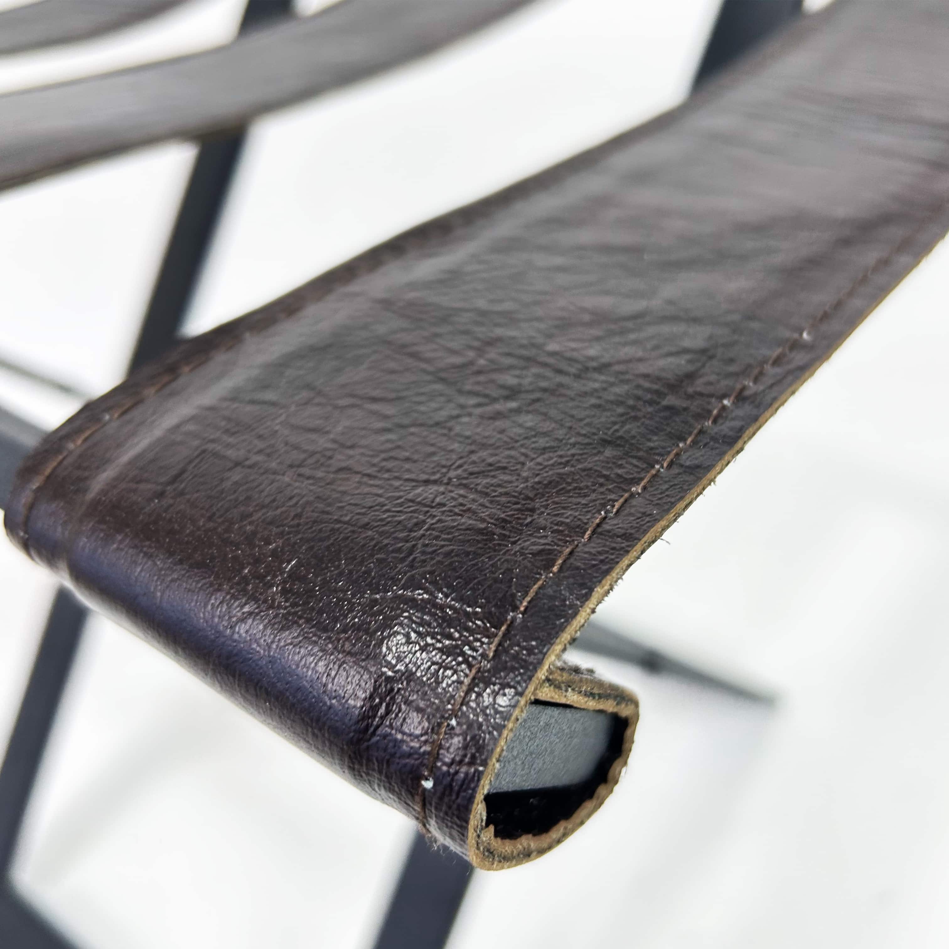 Foldable Metal Luggage Rack with Genuie Leather