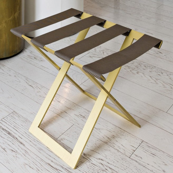 foldable metal luggage rack with genuie leather arapaho  home decor