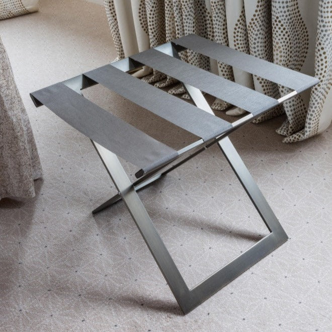 foldable metal luggage rack with genuie leather bighorn hotel furniture 