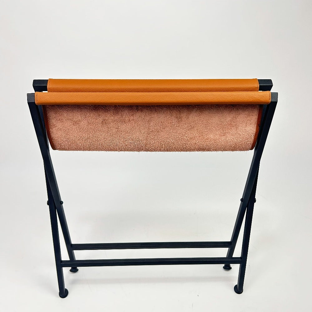 foldable metal suitcase rack with full genuie leather 3