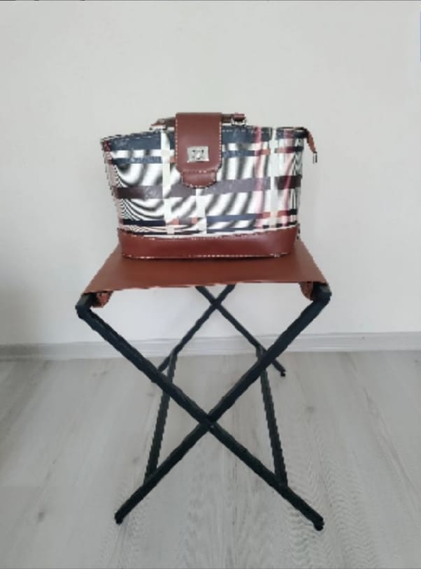 foldable metal suitcase rack with genuie leather  entrway furniture