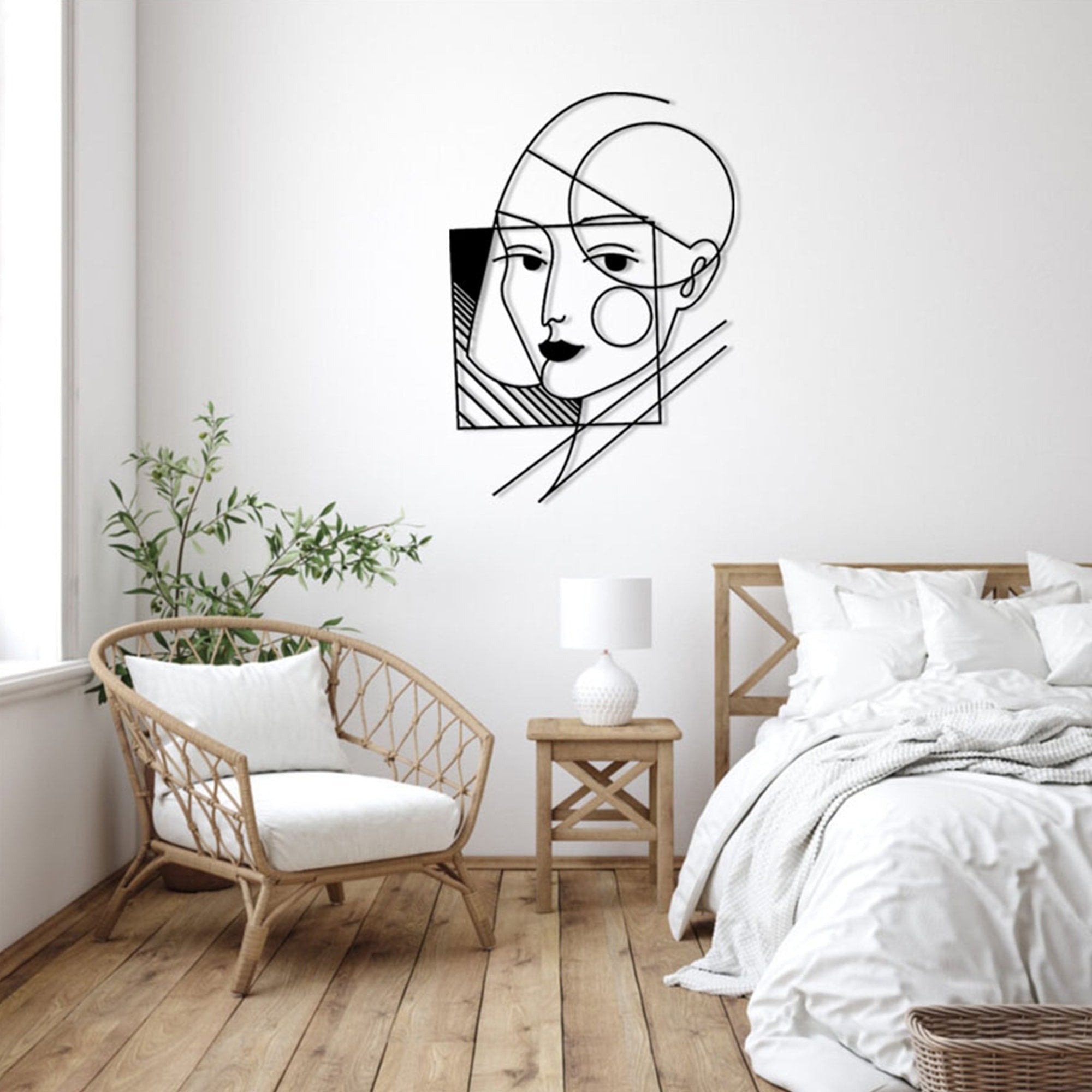 geometric lady wall art