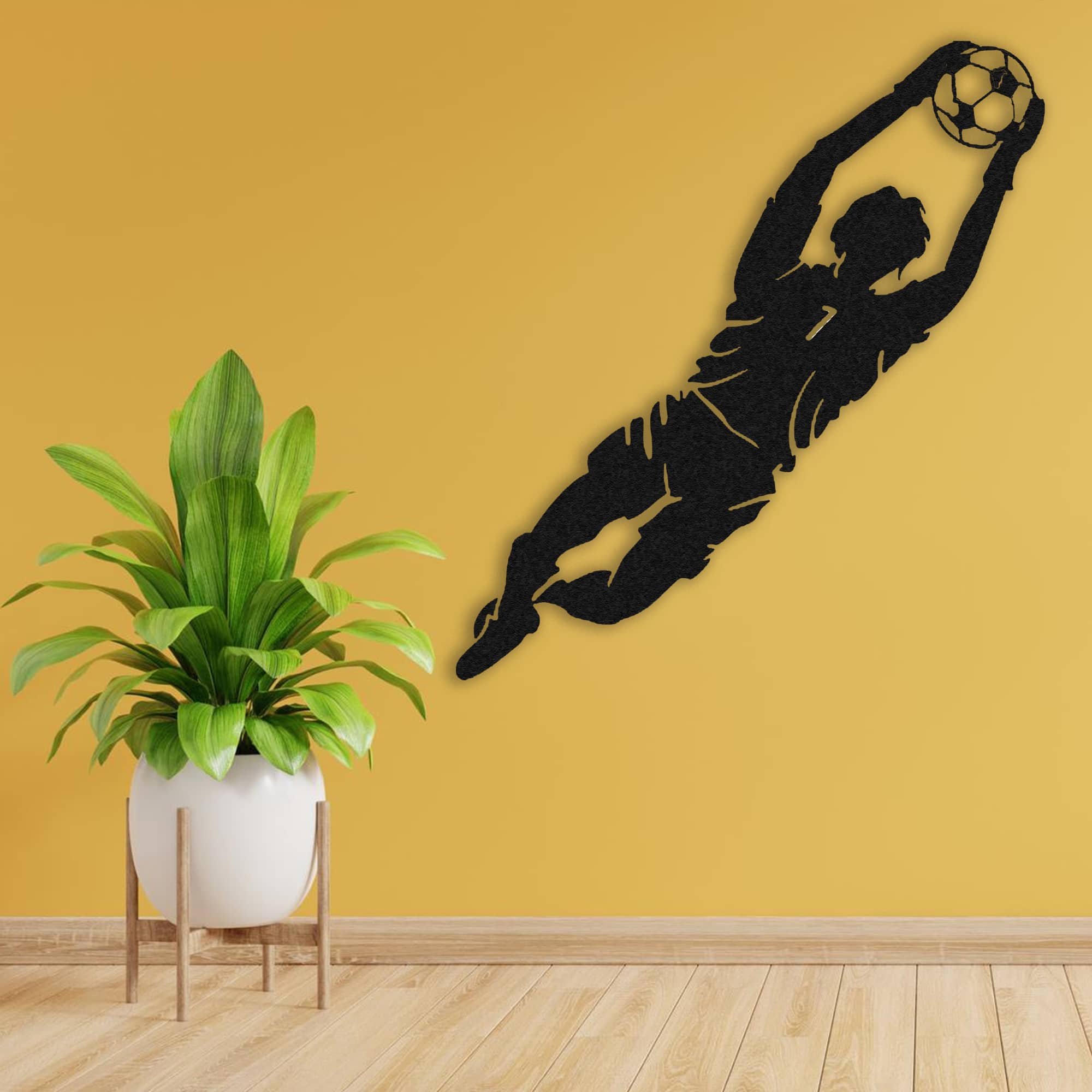 goalkeeper jumping metal wall art Foofball Club