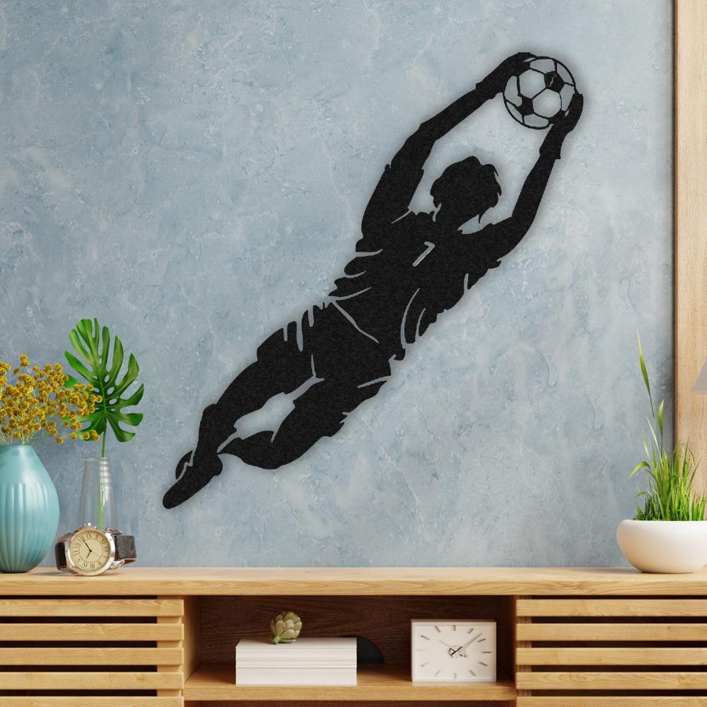 goalkeeper jumping metal wall art WorldCup