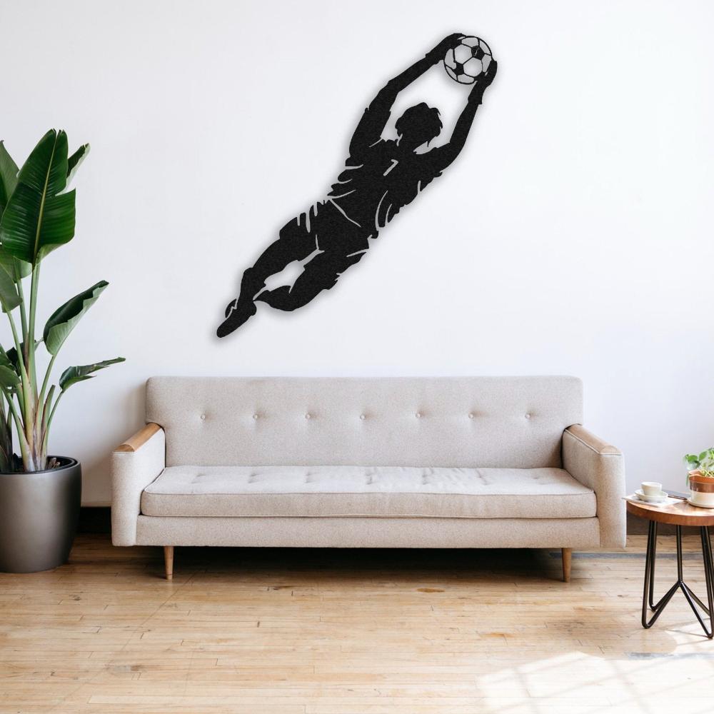 goalkeeper jumping metal wall art goal area