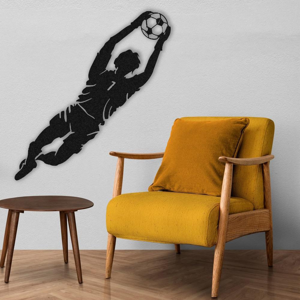 goalkeeper jumping metal wall art goal line