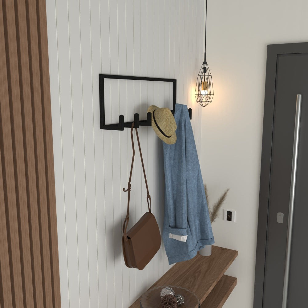 handmade minimalist coat rack close door
