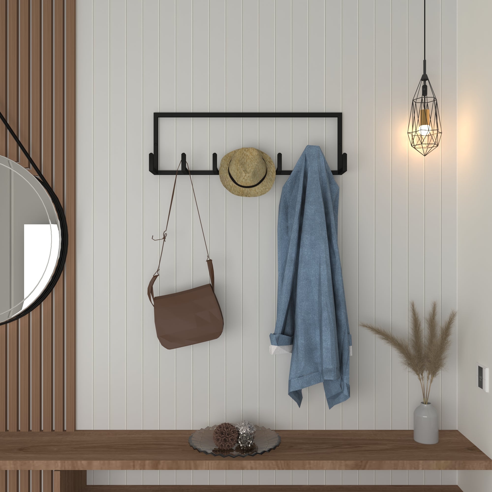 handmade minimalist coat rack entryway