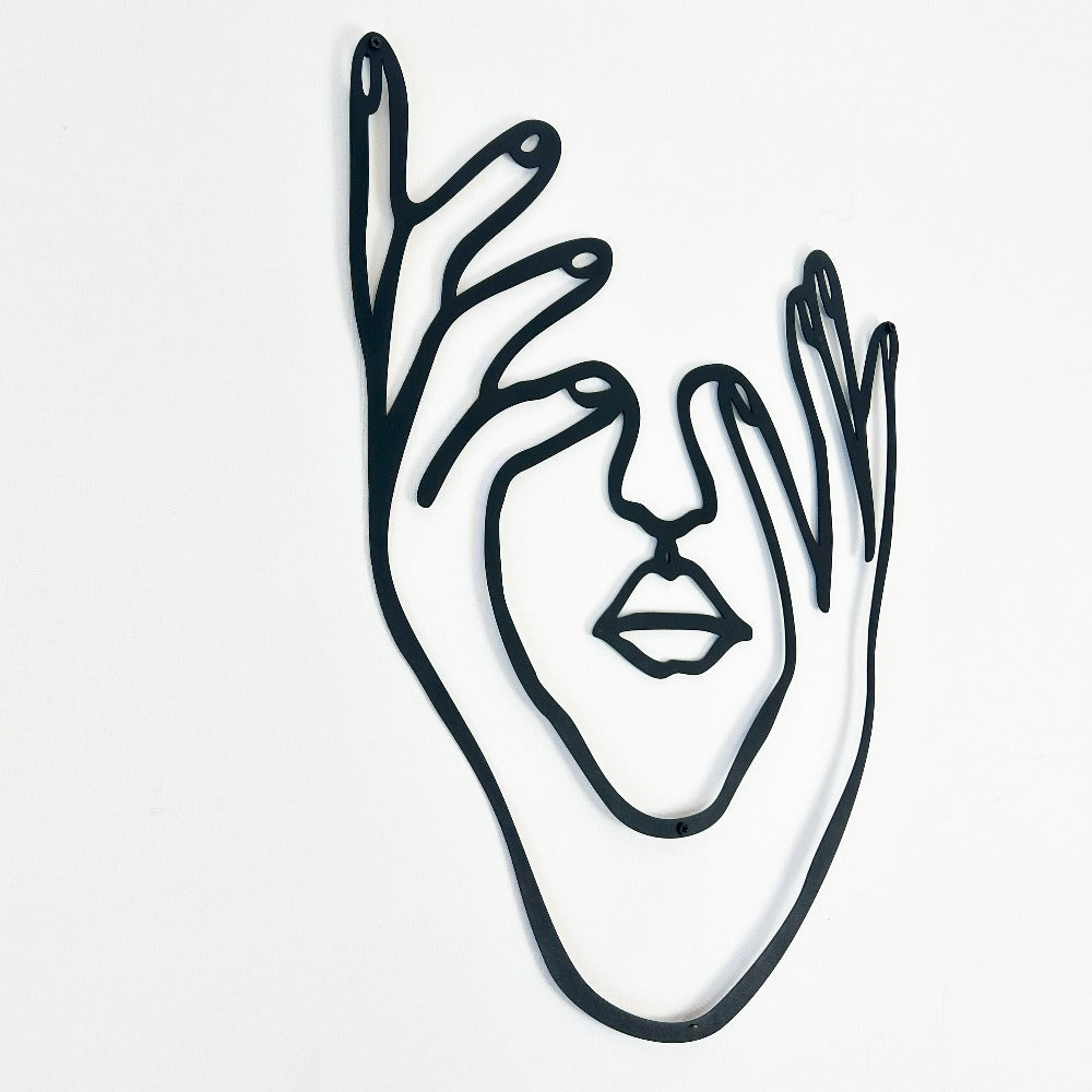 hands and face woman metal wall decor 2