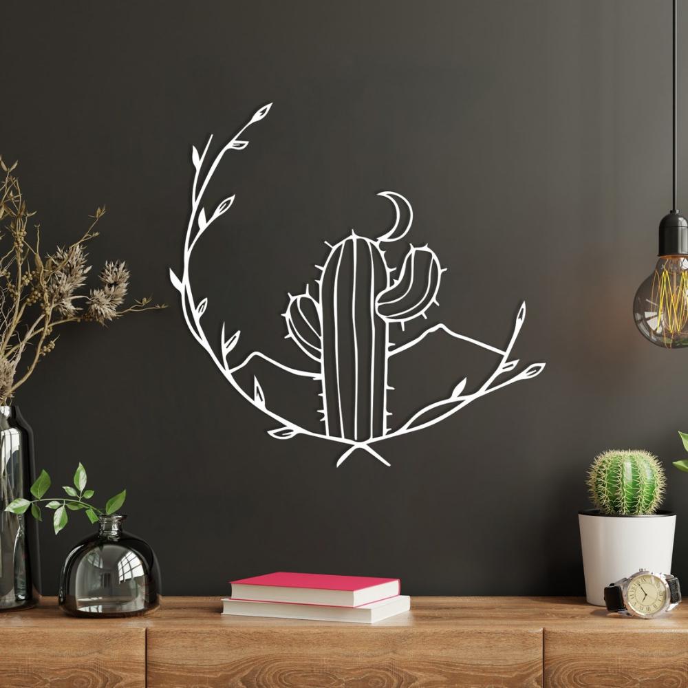 Cactus and Moon Metal Wall Decor