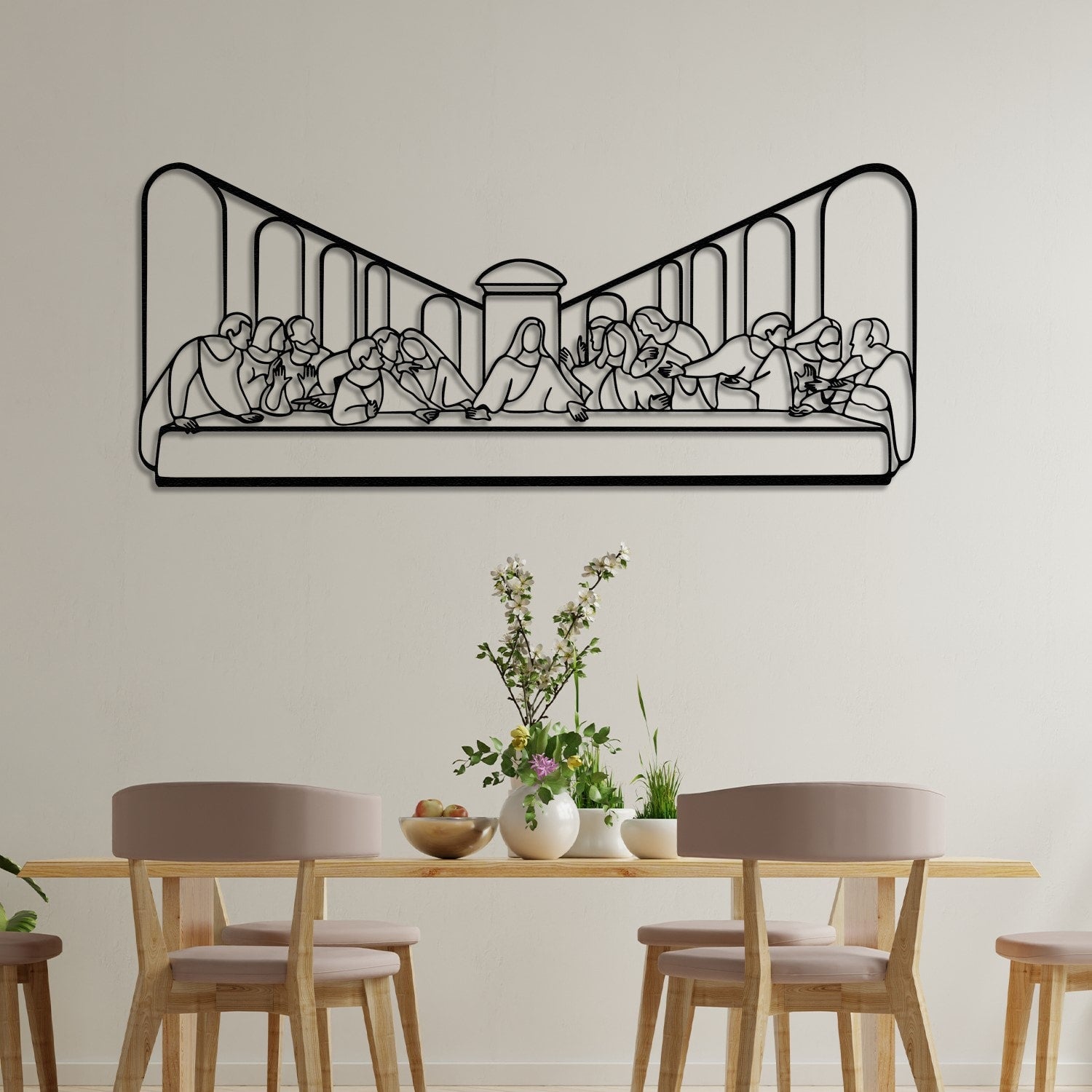 last supper wall art with table