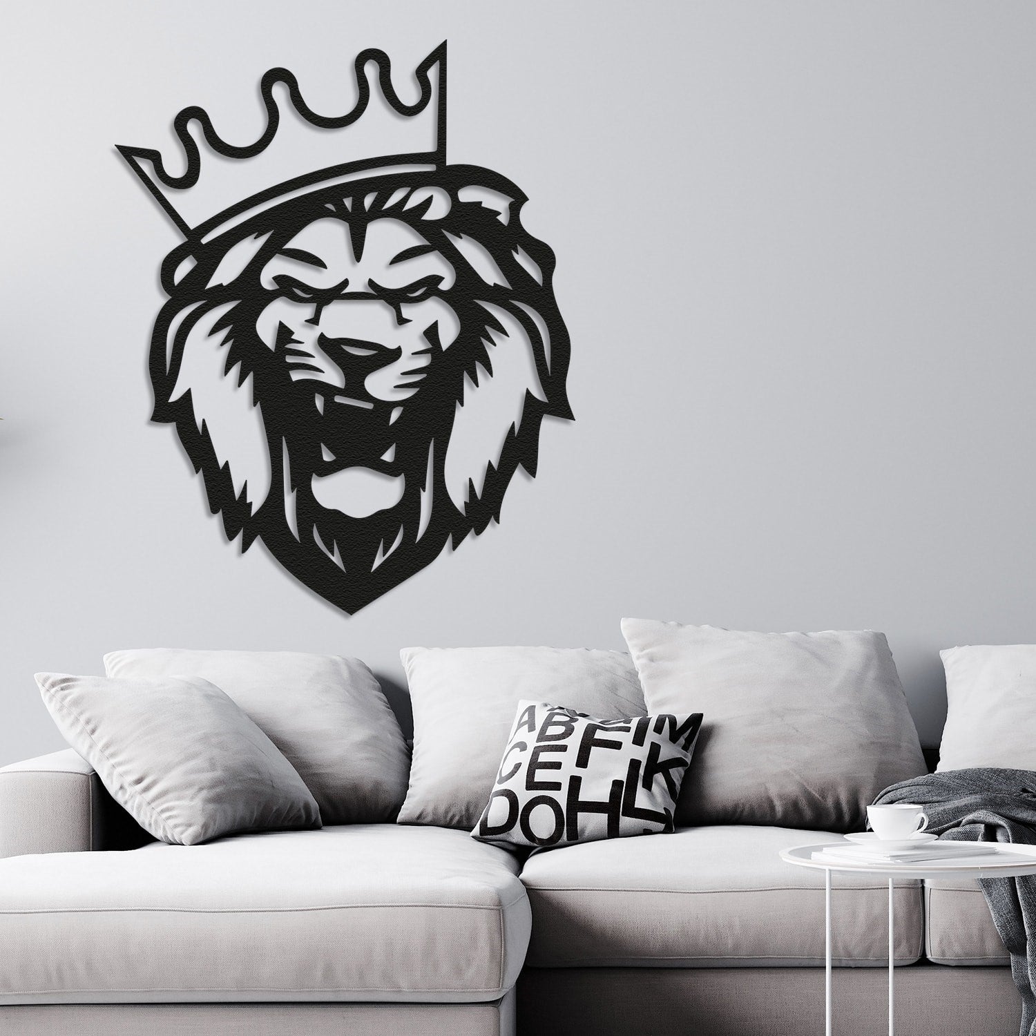 lion king wall art with sofa