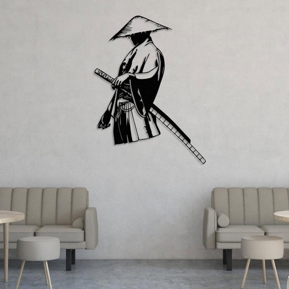 lonely samurai metal wall art decor