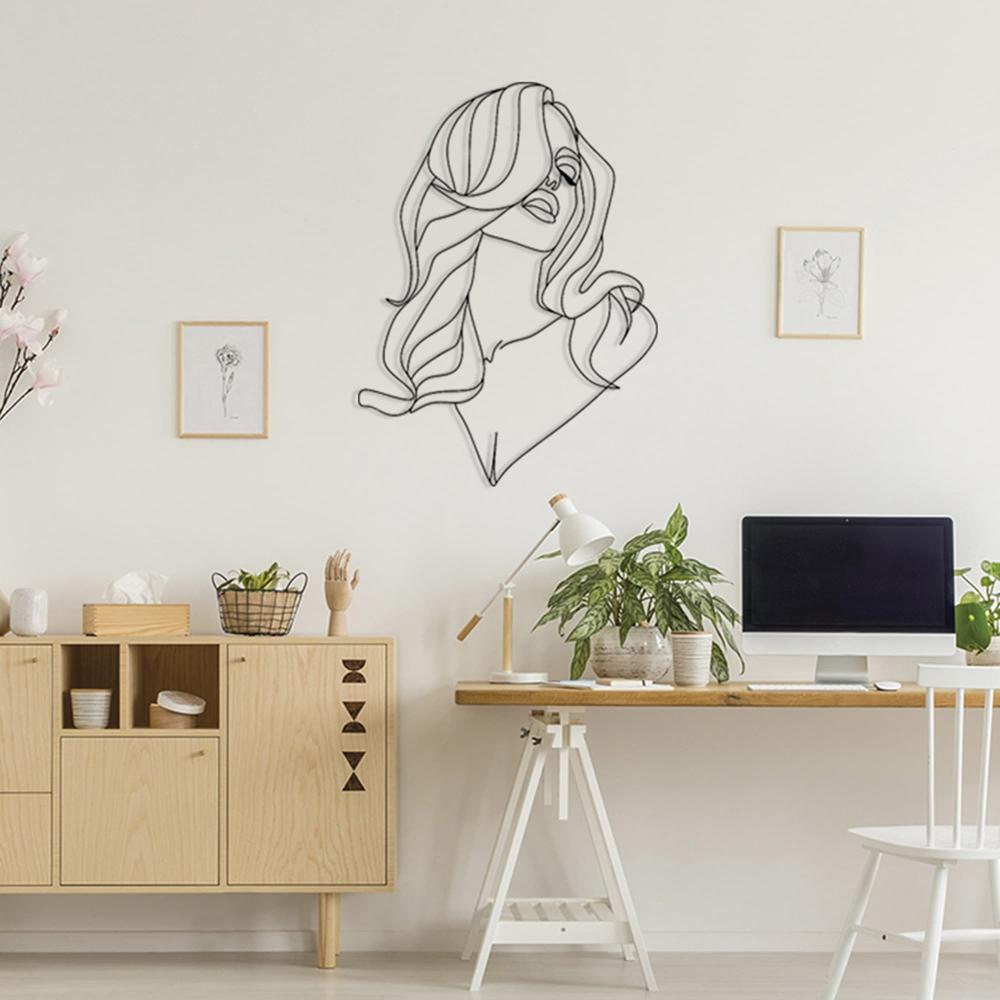 long hair lady metal wall decor study