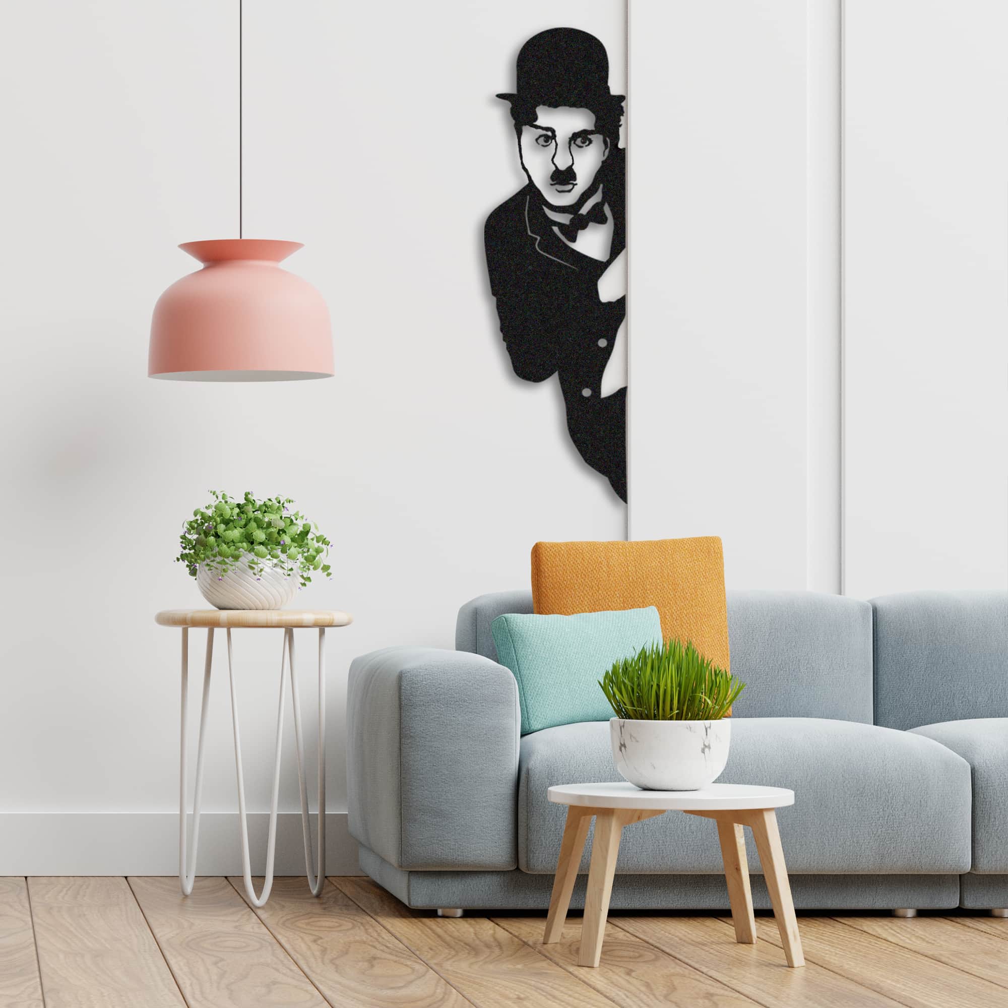 metal charlie chaplin wall art