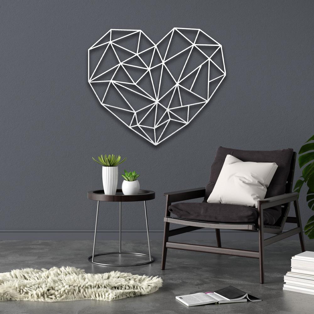 metal geometric heart wall art White