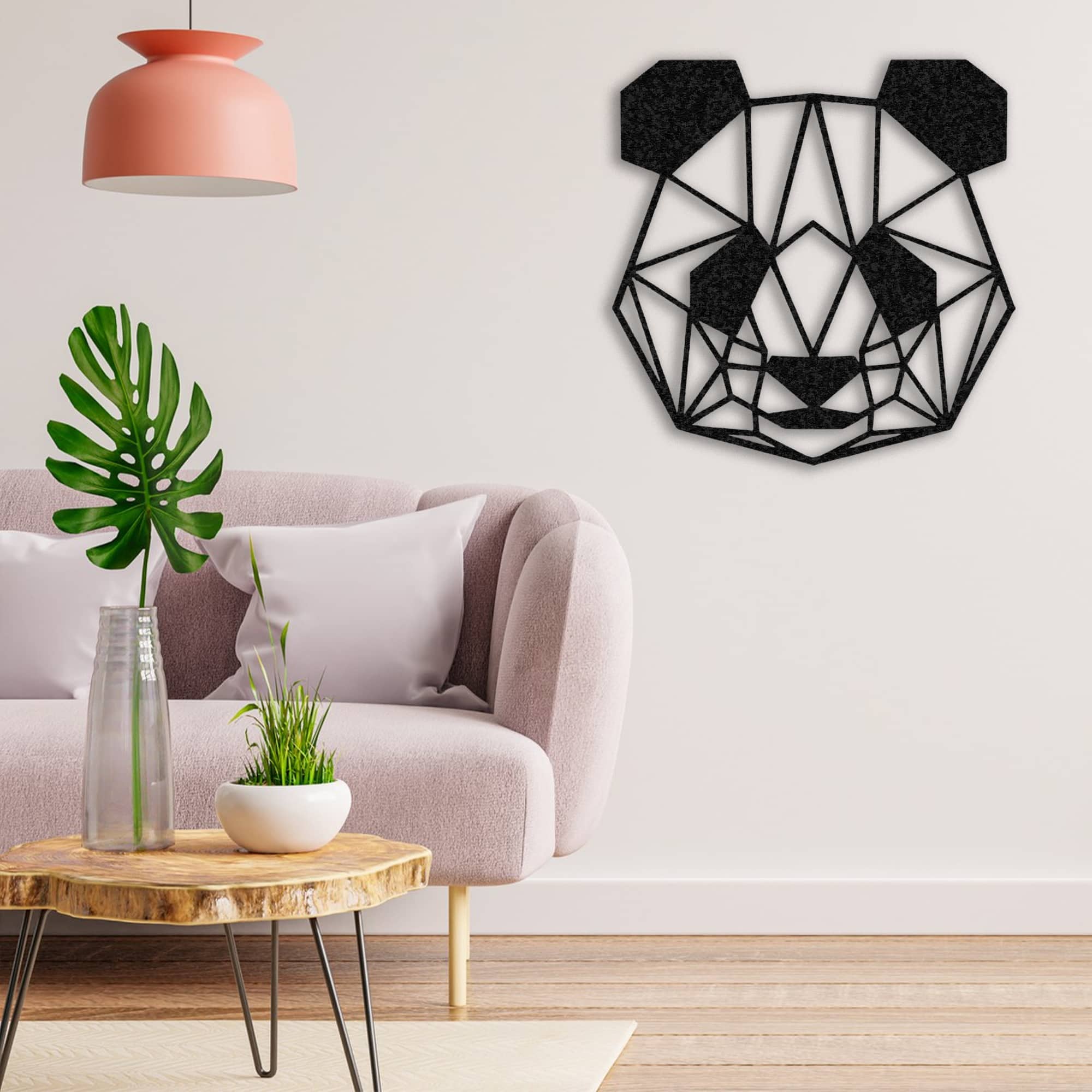 metal geometric panda line art Animal