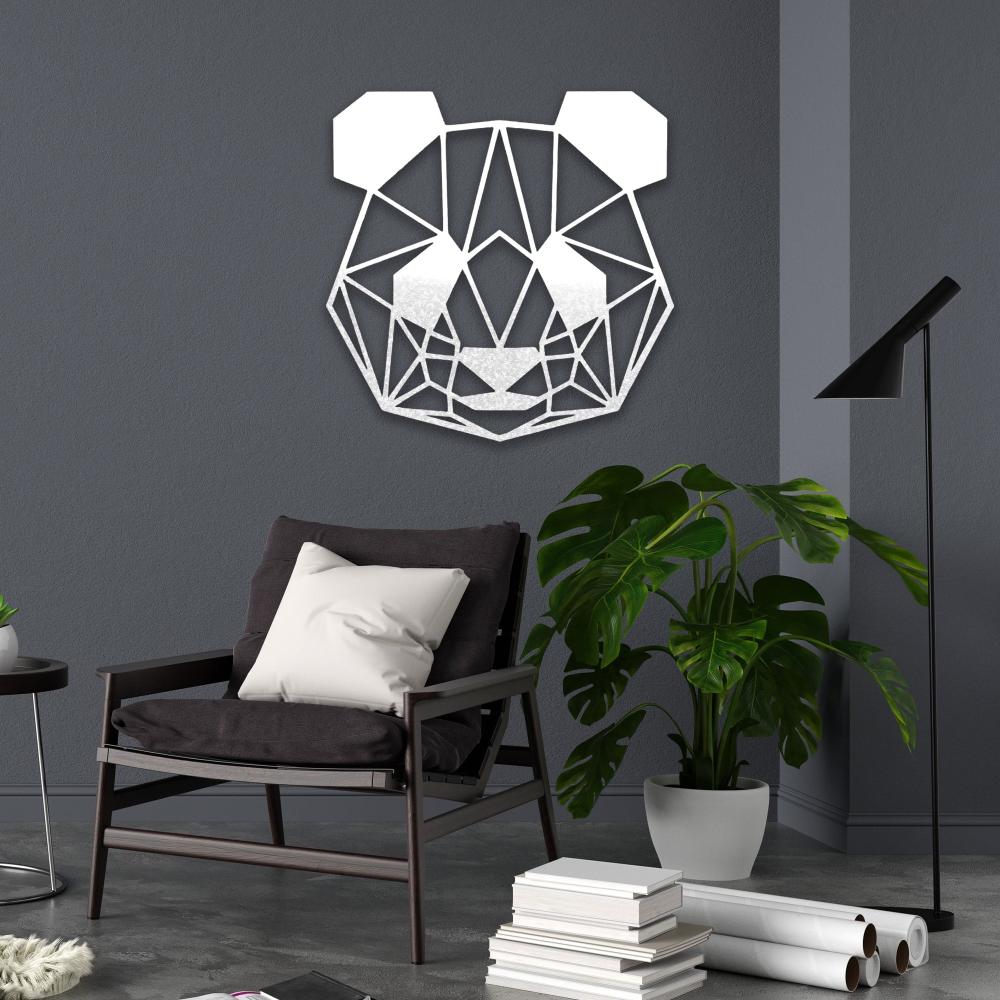 metal geometric panda line art white