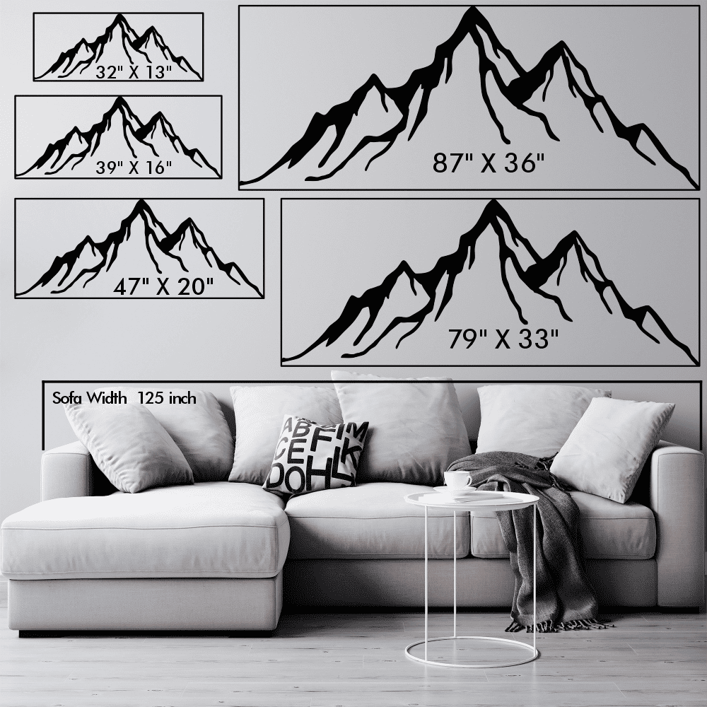 Sizes of the metal mountain wall art