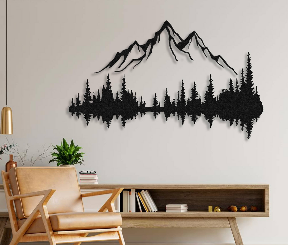 mountain and forest metal wall art